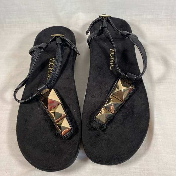 Vionic Shoes - Vionic Nala T Strap Black Flip Flop Sandals‎ Women’s Size 7
